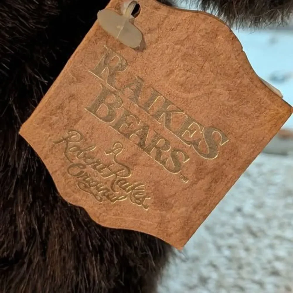 Vintage 1989 Robert Raikes Original Cookie Bear Wood Face Plush 12in Signed Toy